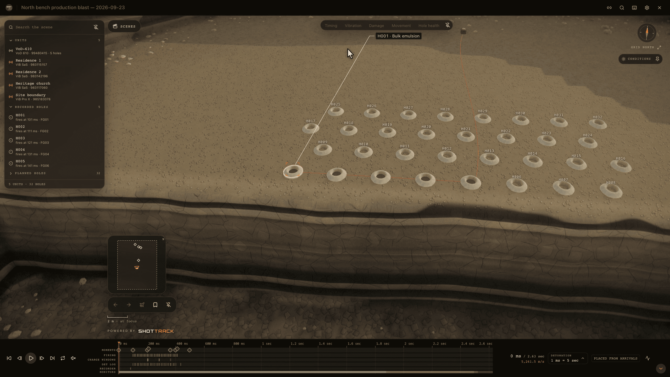 The same blast in the Site, Drafted and Schematic looks