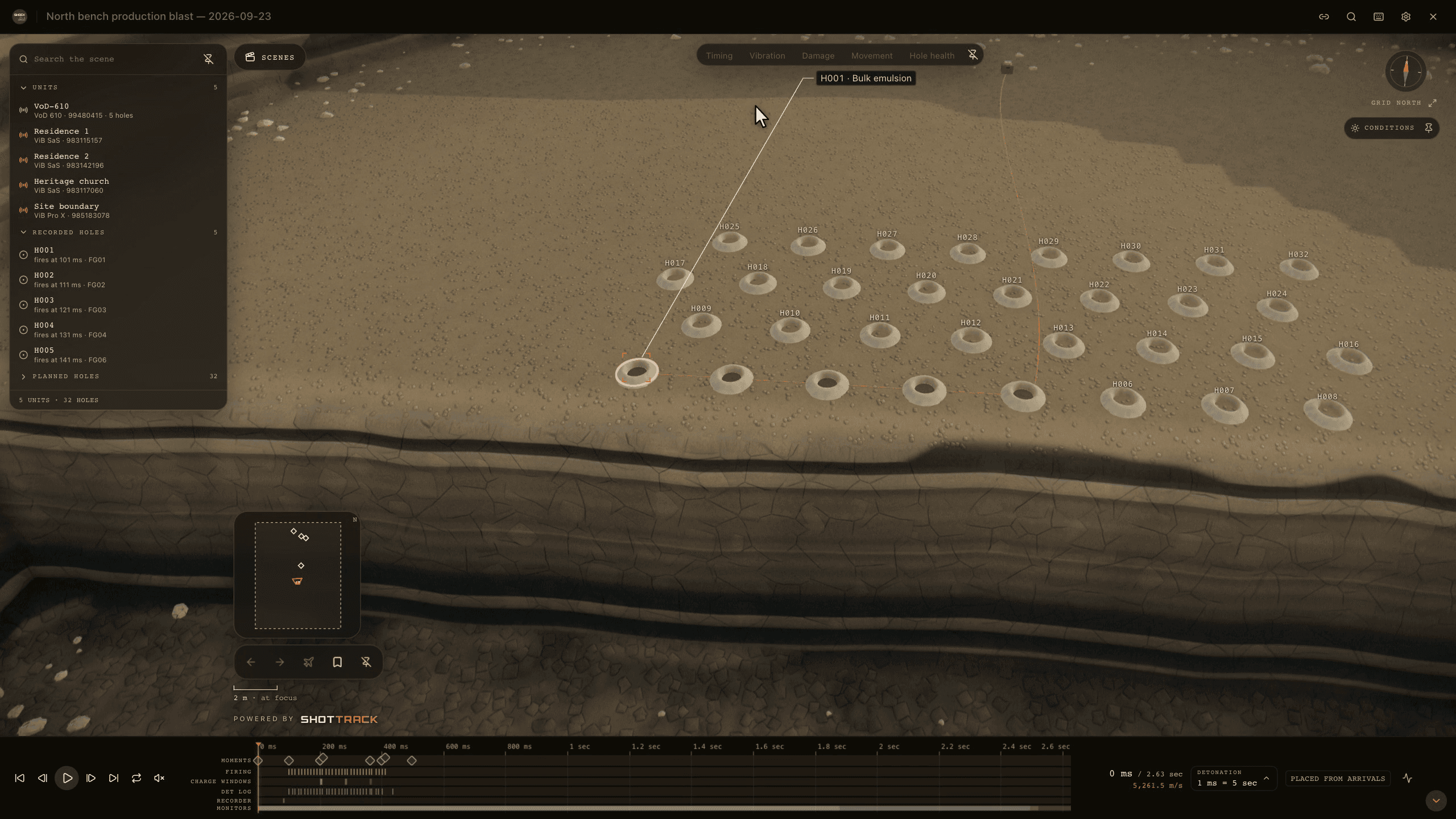 The same blast in the Site, Drafted and Schematic looks